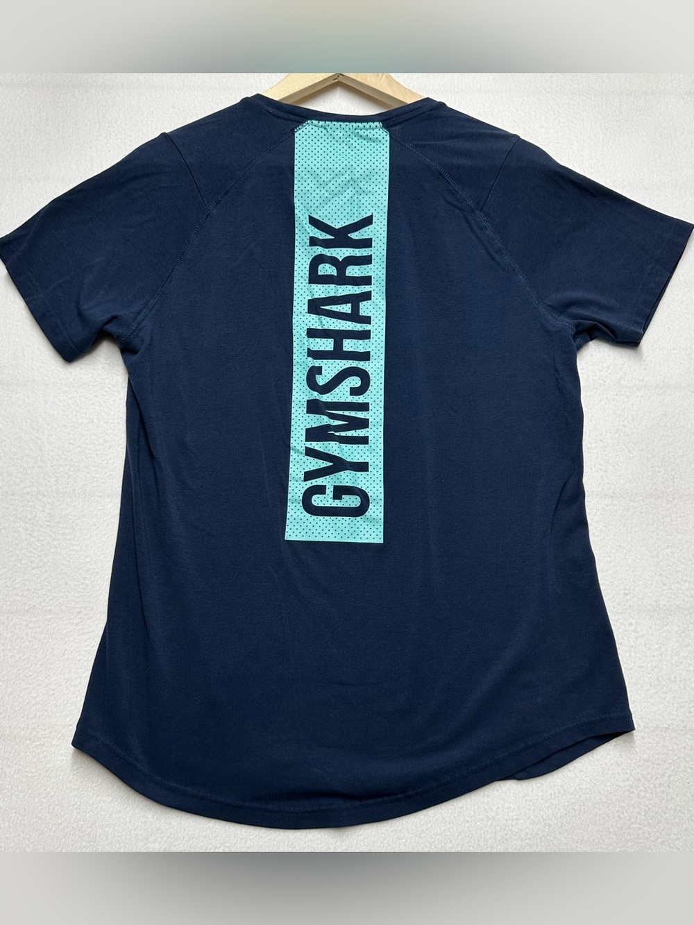 Gymshark Women’s Navy Athletic T-Shirt Back Logo Workout Top Approx L